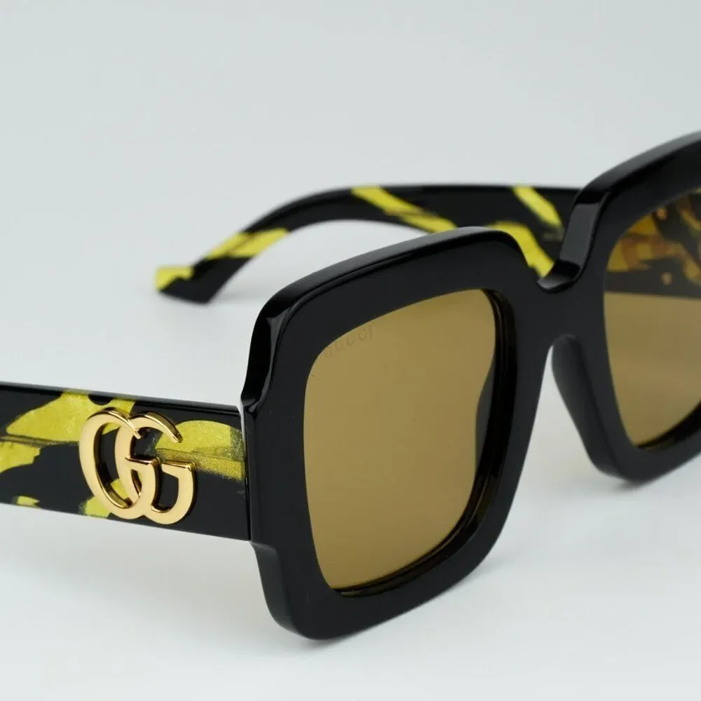 NEW Gucci GG1547S 004 Black Brown Women Square Sunglasses GG 1547S
